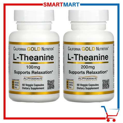 California Gold Nutrition L-Theanine AlphaWave Supports Relaxation 100 ...