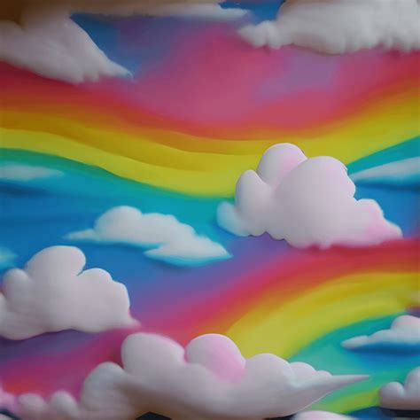 Intricate Detail Rainbow Cotton Candy Clouds Hyper Realistic · Creative