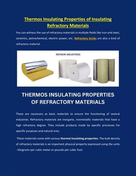 Ppt Thermos Insulating Properties Of Refractory Materials Powerpoint