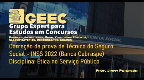 Correção da prova do concurso Cebraspe INSS 2022 gabarito extraoficial