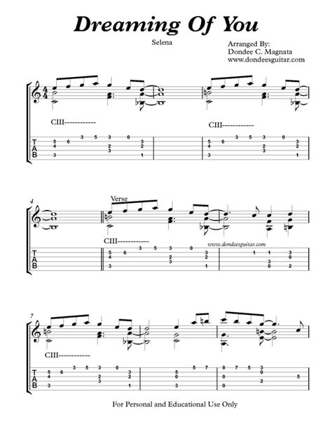 Dreaming Of You Fingerstyle Guitar Free Fingerstyle Guitar Sheet