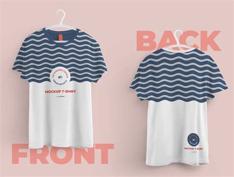 Front and Back Realistic T-shirt Mockup PSD on Hangers With Empty Space ...