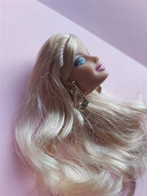 Barbie Doll Head Earrings Long Blonde Hair Full Hair Doll Etsy Barbie Doll Head Long Blonde