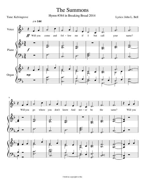 The Summons ~Hymn Arrangement~ sheet music for Piano, Voice, Organ download free in PDF or MIDI