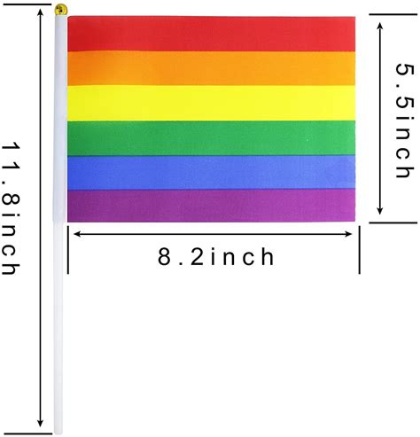 SUNREEK Rainbow Pride Gay Stick Flag 50 Pack Small Mini Hand Held LGBT