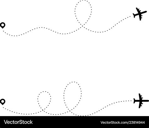 Airplane Dotted Path Dash Travel Line Route Point Vector Image