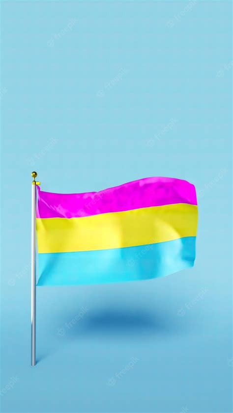 Premium Photo The Pansexual Pride Flag On A Pole Waving In A Blue