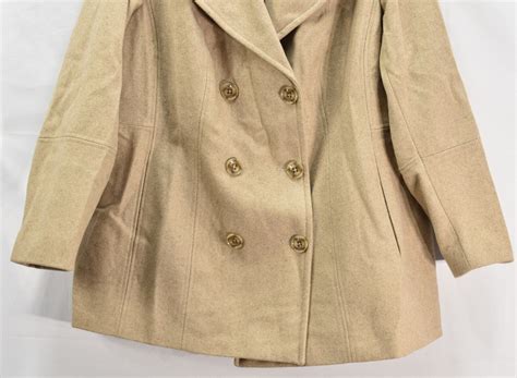 London Fog 1x Womens Plus Size Double Breasted Peacoat Beige 285