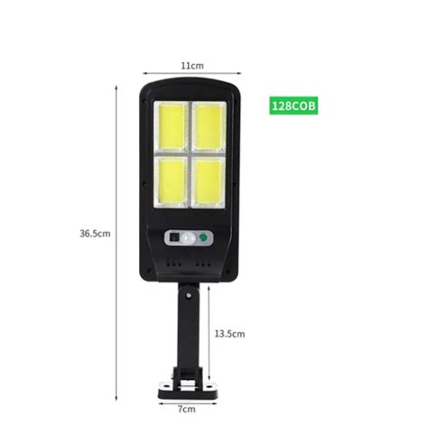 Mini Luminária Led Solar Poste Rua Parede Sensor 128 cob controle