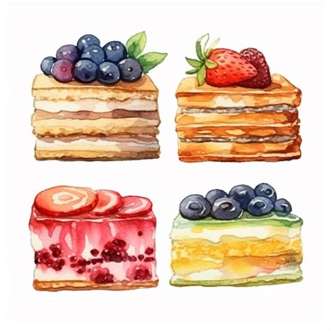 Vector De Pasteles Deliciosos Conjunto De Frutas Y Pasteles Vector De