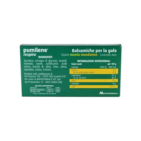 Pumilene Respiro Balsamiche Gola Gusto Menta Mandarino Caramelle