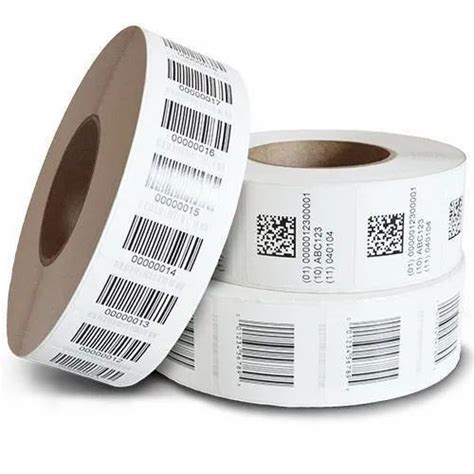 White Plain Printed Barcode Stickers For Industrial Packaging Type