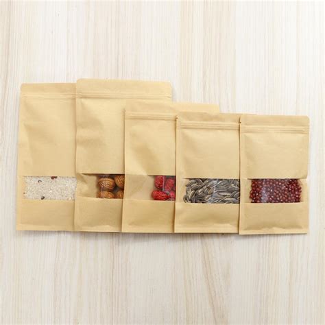 Wholesale Kraft Paper Stand Up Gift Bag For Dried Food Fruit Tea