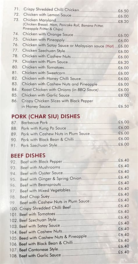 Eastern Chinese Takeaway Inveruries Full Menu Online