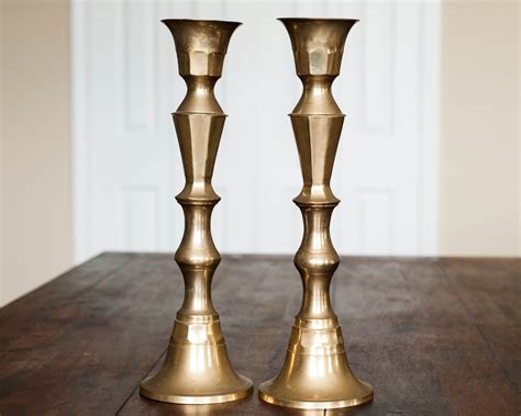 Vintage Brass Candle Holders Tall Large Big By Windstonevintage