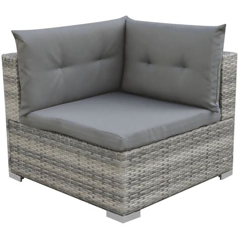 10 Tlg Garten Lounge Set Mit Auflagen Poly Rattan Grau Weddig