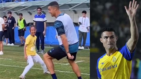 Cristiano Ronaldo was filmed enjoying a kickabout with kids during Al ...