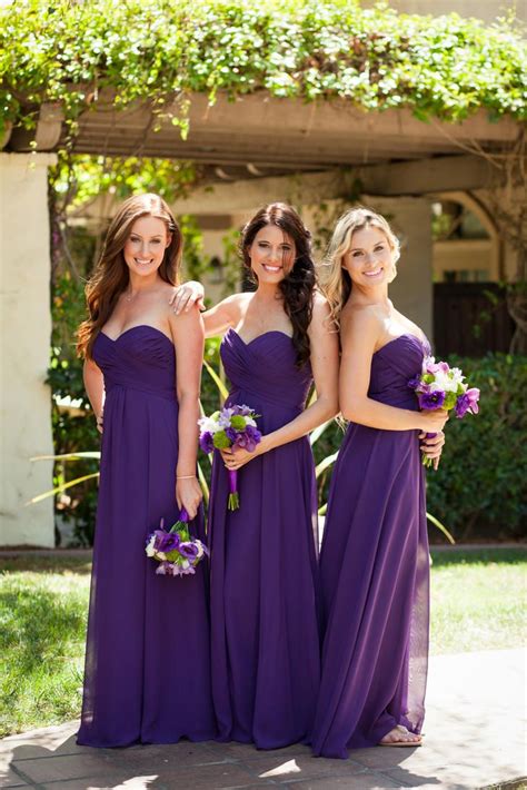 Purple Bridesmaid Dresses Strapless