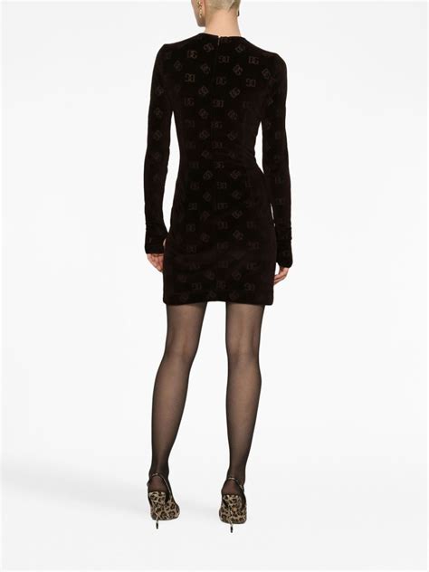 Dolce And Gabbana Monogram Jacquard Cotton Minidress Black Farfetch