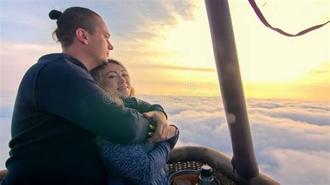 Adventure Love Couple On Hot Air Balloon Watermelon Man And Woman Kiss