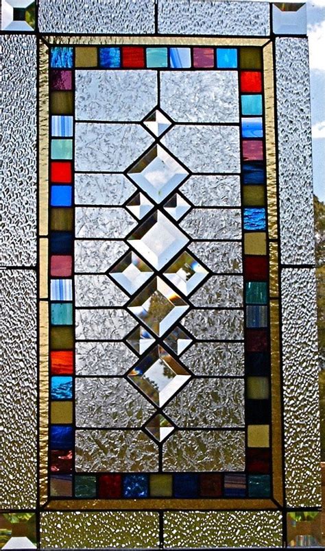 Stained Glass Window Panel Retro Squares Custom Made To Order Etsy Canada Stained Glass