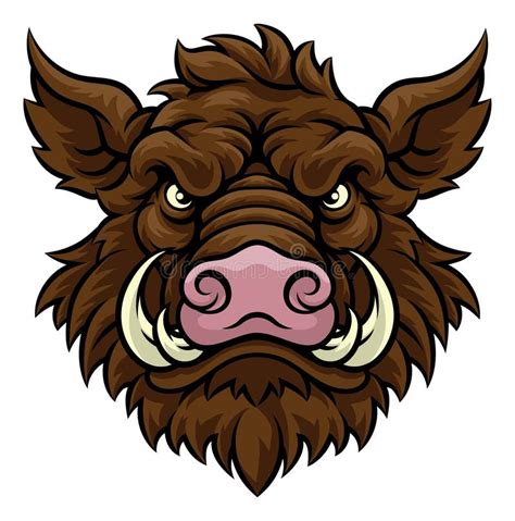 Boar Wild Hog Razorback Warthog Mascot Pig Cartoon Stock Vector