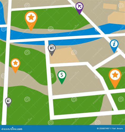 Choose Your Destination. Computer Graphic of a City Street Map with Gps
