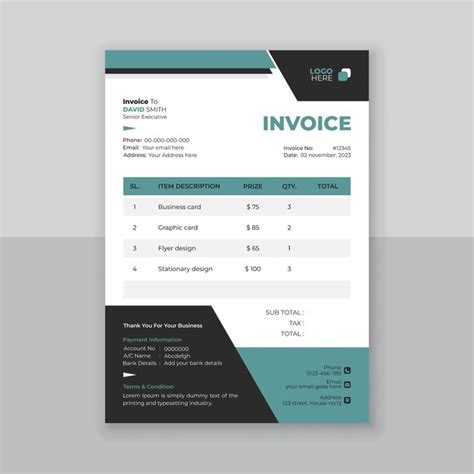 Premium Vector Vector Invoice Template Design