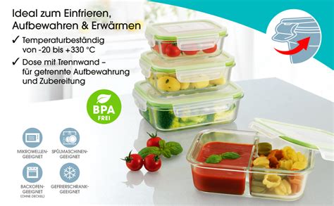 Gourmetmaxx Glas Frischhaltedosen Klick It Er Set Als Brotdose Oder