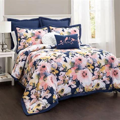 Lush Decor Floral Watercolor 7 Piece Comforter Set