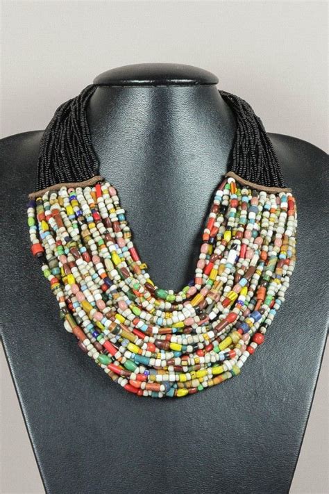 Collier Fils De Perles En Verre Anciennes Colliers Africains