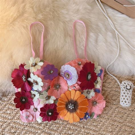 Handmade Floral Embellished Bralette Lingerie With Beads On Luulla