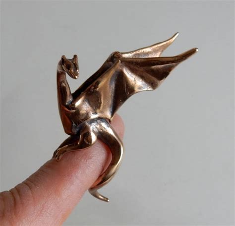 Finger Dragon Or Perching Dragon Pendant In Bronze Etsy