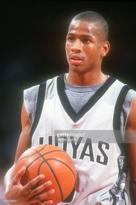 Allen Iverson of the Georgetown Hoyas looks on during a college ...