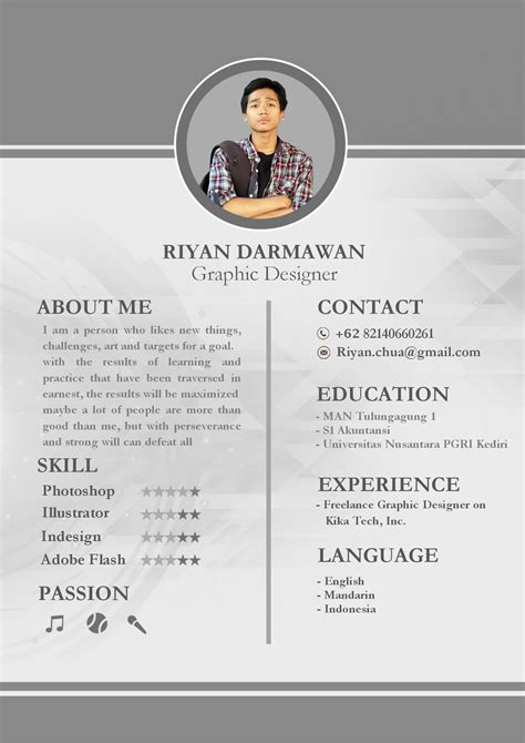 Word Of Grey Resume For Graphic Designer Docx Wps Free Templates