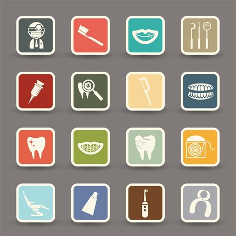 Dental Icons Set Illustration Vector Art At Vecteezy