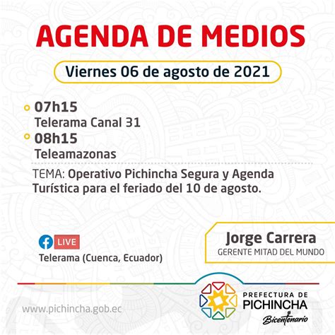 Prefectura De Pichincha On Twitter Pichinchaenmedios Este Viernes