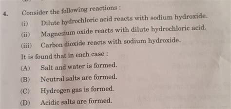reactions  dilute hydrochloric acid reacts wi