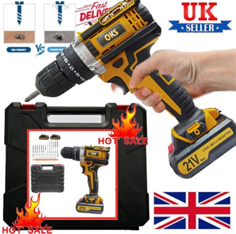 2 Battery 21v Cordless Hammer Drill Set Electric Impact Driver