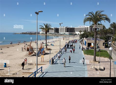 Beach and promenade in Alicante, Spain Stock Photo - Alamy