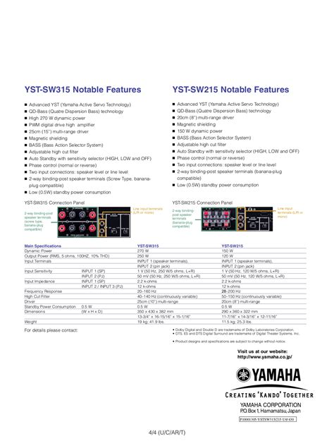 PDF Manual For Yamaha Subwoofer YST SW315