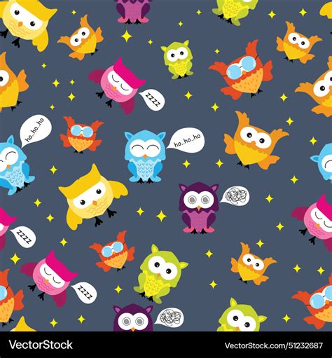 Seamless And Tileable Owl Background Patter Vector Image