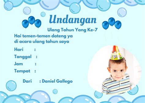 Gratis Contoh Undangan Ulang Tahun Anak Keren - Canva
