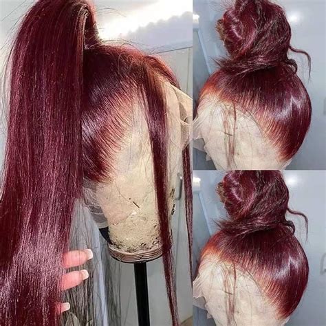 Amazon Wigs For White Women 360 Lace Frontal Wig Burgundy 99J