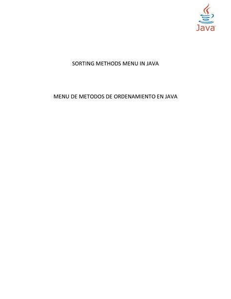 SOLUTION Menu Metodos De Ordenamiento En Java Studypool