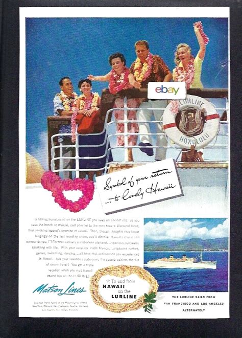 Matson Lines S S Lurline Aloha Arrival To Honolulu Hawaii Lei In