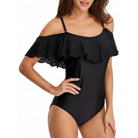 Beachgirl Women One Piece Swimsuit Off Shoulder Flounce Swimwear Ruffle