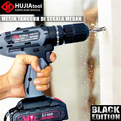 Jual Bor Baterai Cordless Hujia V Mm Drill Impact Beton Kayu