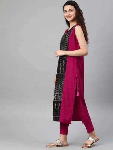 Ziyaa Womens Pink Crepe Kurta And Pant Set Zikucr2906andpa At Rs 406