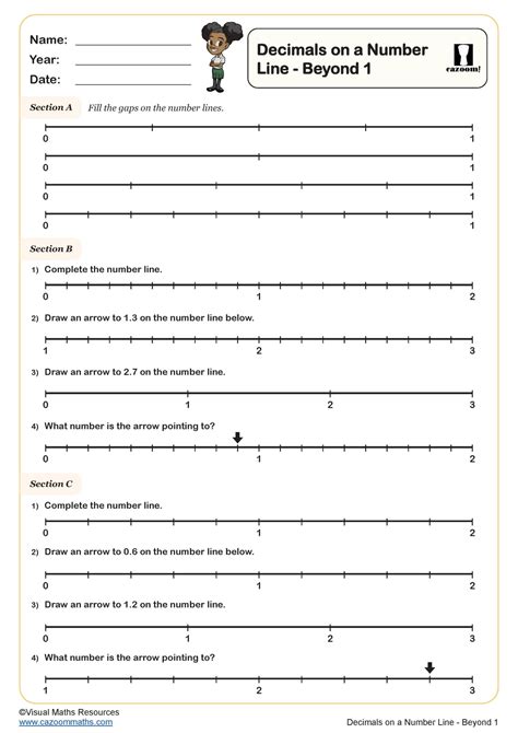 Decimals On A Number Line Beyond Worksheet Fun And Engaging Year